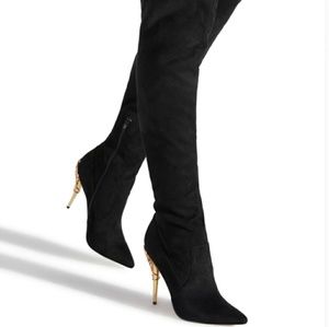 Sexy Thigh high boots fire gold heel